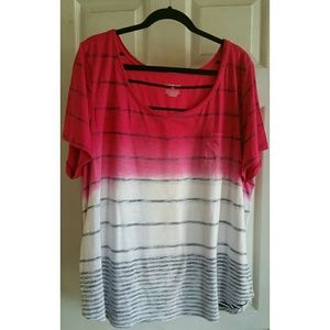 Lane Bryant - Fuchsia/White/Navy Blue Striped Blou